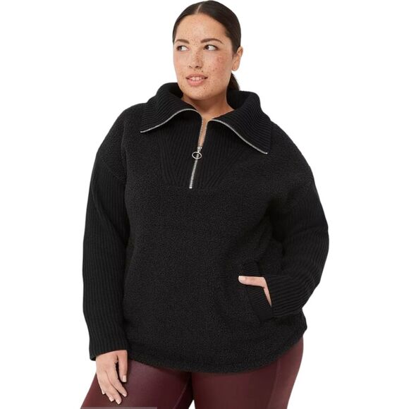 LIVI Lane Bryant Zip-Front Sherpa Sweater-Mix Pullover Sweater 26/28 - Picture 1 of 6